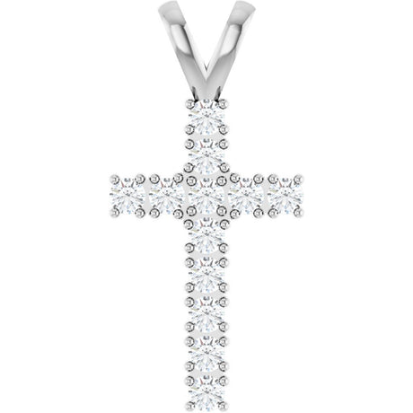 14K White Gold 1/2 CTW Natural Diamond Cross Pendant
