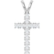 14K White Gold 1/2 CTW Natural Diamond Cross Pendant
