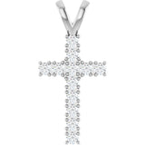 14K White Gold 1/2 CTW Natural Diamond Cross Pendant