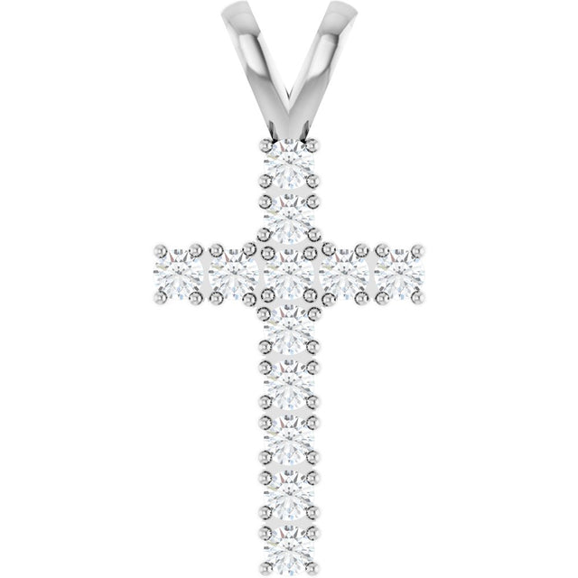 14K White Gold 1/2 CTW Natural Diamond Cross Pendant