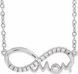 Sterling Silver .08 CTW Lab-Grown Diamond Infinity-Inspired Mom 18" Necklace