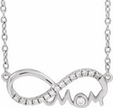 14K White Gold .08 CTW Lab-Grown Diamond Infinity-Inspired Mom 18" Necklace