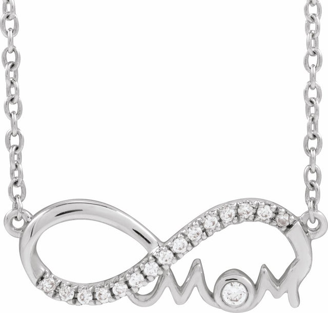 14K White Gold .08 CTW Lab-Grown Diamond Infinity-Inspired Mom 18" Necklace