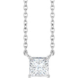 14K White Gold 3/8 CT Lab-Grown Diamond Solitaire 18 " Necklace