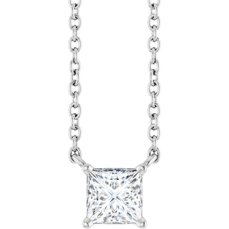 14K White Gold 3/8 CT Lab-Grown Diamond Solitaire 18 " Necklace