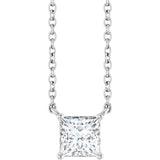 14K White Gold 1/2 CT Lab-Grown Diamond Solitaire 18 " Necklace