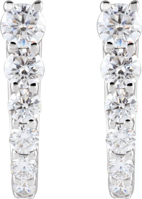 Sterling Silver 1/2 CTW Lab-Grown Diamond 12.95 mm Hoop Earrings