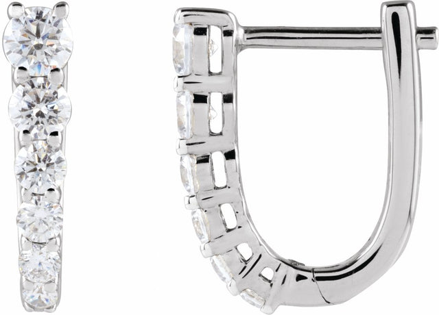 14K White Gold 1/2 CTW Lab-Grown Diamond 12.95 mm Hoop Earrings