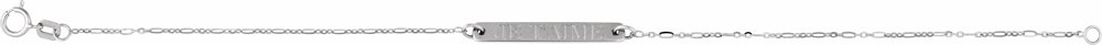 14K White Gold Engravable Bar 7" Bracelet