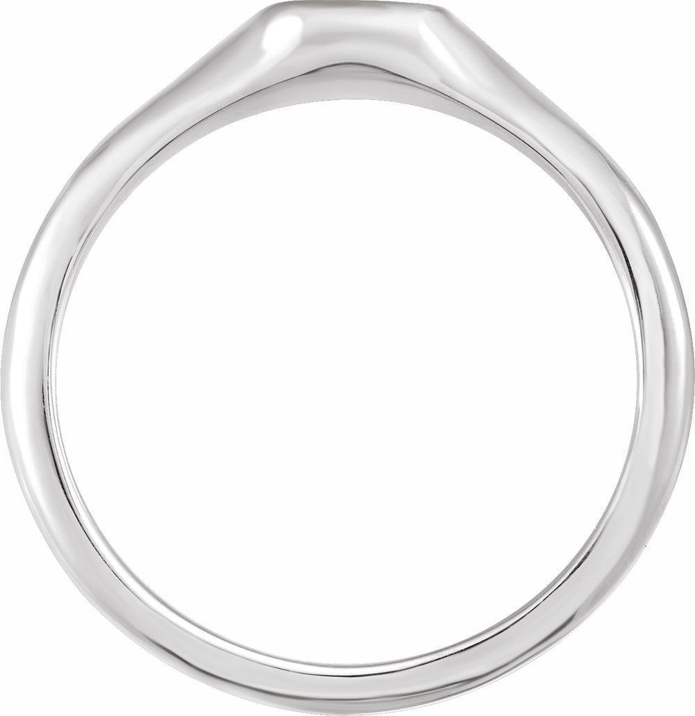 14K White 8x6 mm Oval Signet Ring