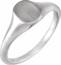 14K White 8x6 mm Oval Signet Ring