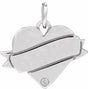 14K White .005 CT Natural Diamond Engravable Heart Pendant