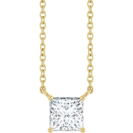 14K Yellow Gold 3/4 CT Lab-Grown Diamond Solitaire 18 " Necklace