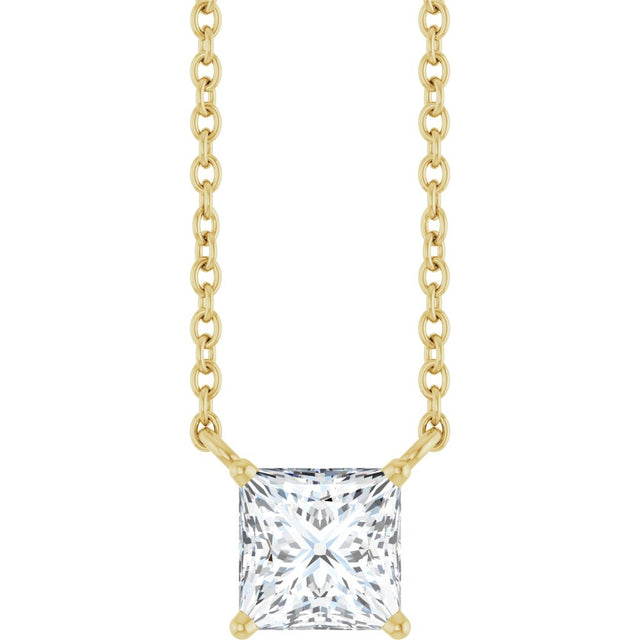 14K Yellow Gold 3/4 CT Lab-Grown Diamond Solitaire 18 " Necklace