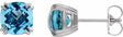 14K White Gold 6x6 mm Cushion Natural Swiss Blue Topaz Earrings