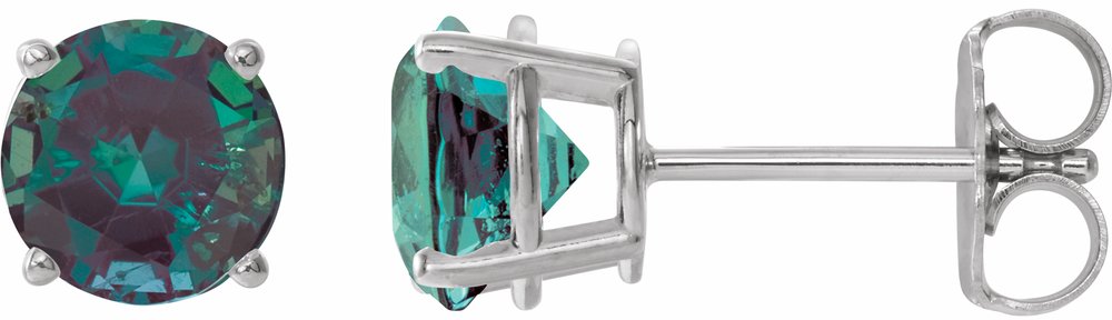14K White Gold 6 mm Lab-Grown Alexandrite Earrings