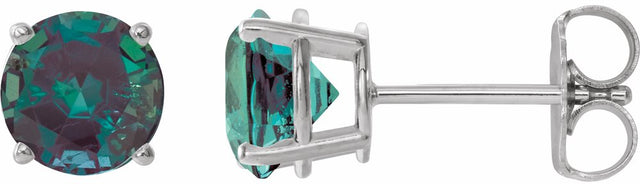 14K White Gold 6 mm Lab-Grown Alexandrite Earrings
