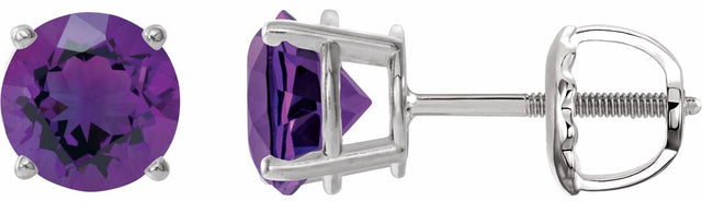 Platinum 6 mm Natural Amethyst Earrings