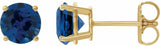 14K Yellow 6 mm Lab-Grown Blue Sapphire Stud Earrings