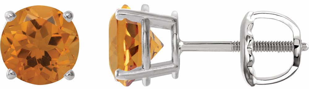 Sterling Silver 6 mm Natural Citrine Earrings
