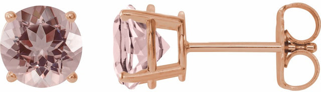 14K Rose 6 mm Natural Pink Morganite Earrings