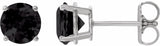 14K White Gold 7 mm Natural Black Onyx Earrings