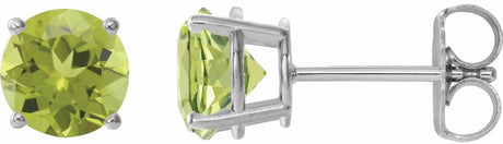 14K White 6 mm Natural Peridot Earrings