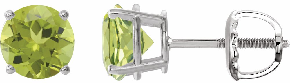 14K White Gold 6 mm Natural Peridot Earrings