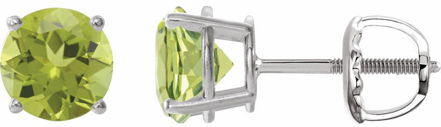 14K White Gold 6 mm Natural Peridot Earrings