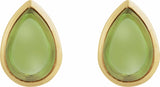 14K Yellow Gold Natural Peridot Cabochon Earrings