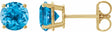 14K Yellow Gold 7 mm Natural Swiss Blue Topaz Earrings