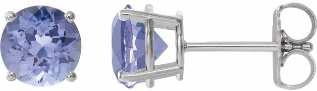 14K White Gold 7 mm Natural Tanzanite Earrings
