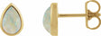 14K Yellow Gold Lab-Grown White Opal Cabochon Earrings