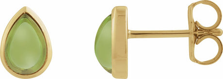14K Yellow Gold Natural Peridot Cabochon Earrings