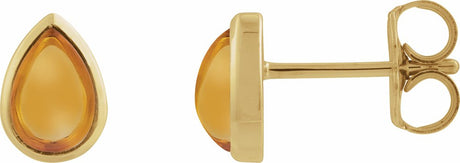 14K Yellow Gold Natural Citrine Cabochon Earrings
