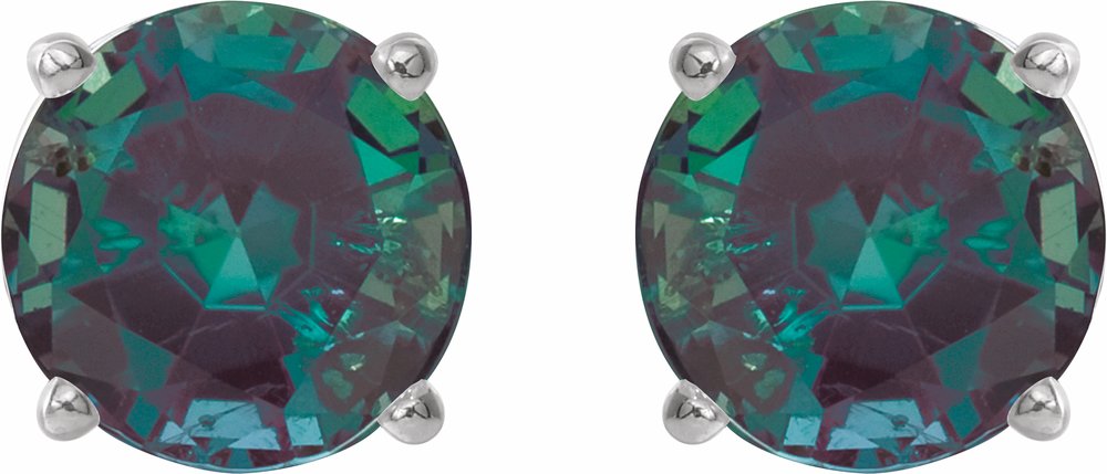 14K White Gold 6 mm Lab-Grown Alexandrite Earrings