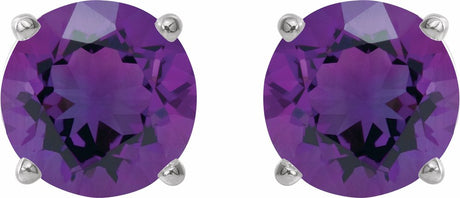 Platinum 6 mm Natural Amethyst Earrings
