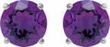 Sterling Silver 6 mm Natural Amethyst Earrings