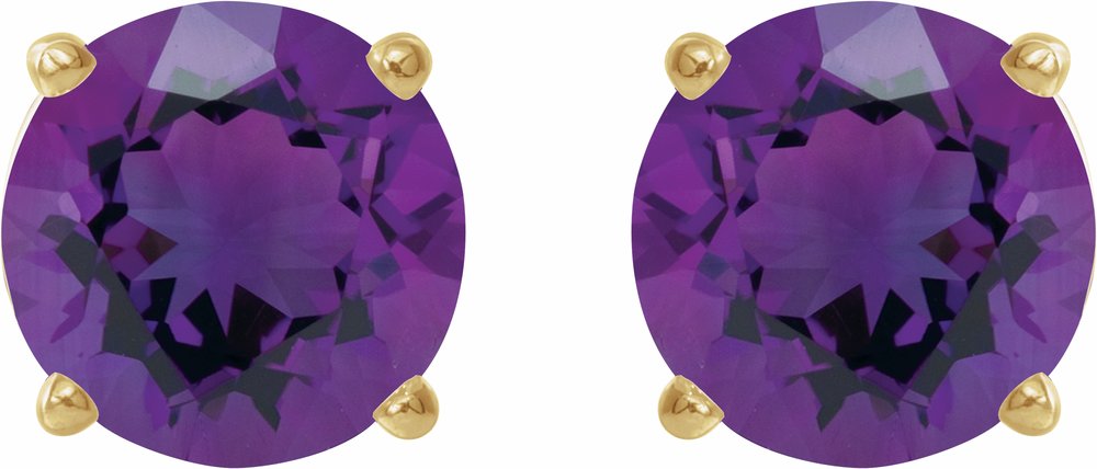 14K Yellow 5 mm Natural Amethyst Stud Earrings