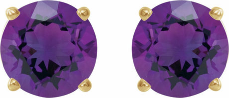 14K Yellow 5 mm Natural Amethyst Stud Earrings