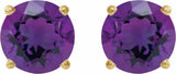 14K Yellow Gold 7 mm Natural Amethyst Earrings