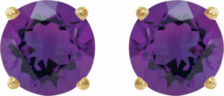 14K Yellow Gold 7 mm Natural Amethyst Earrings