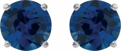 14K White 5 mm Lab-Grown Blue Sapphire Stud Earrings