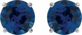 14K White Gold 6 mm Lab-Grown Blue Sapphire Earrings