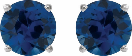14K White Gold 6 mm Lab-Grown Blue Sapphire Earrings
