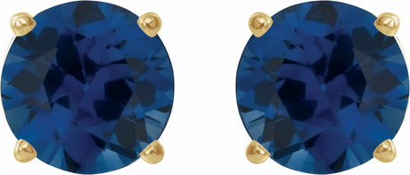 14K Yellow 5 mm Natural Blue Sapphire Stud Earrings