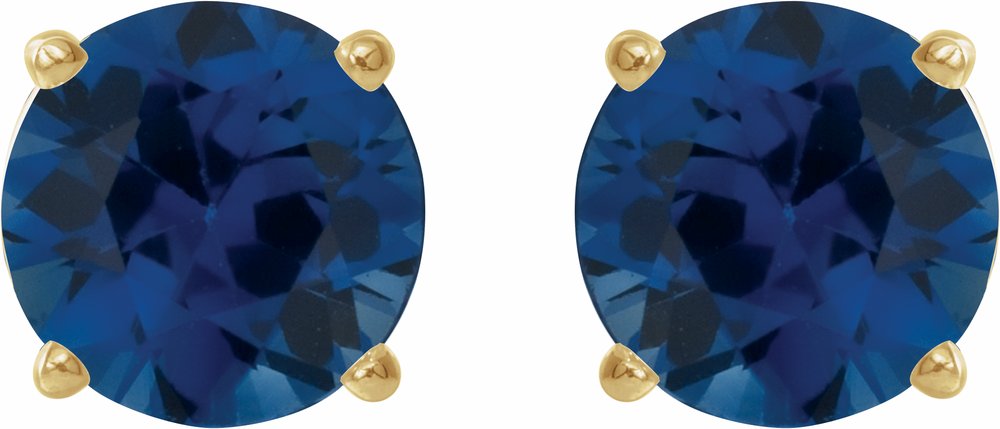 14K Yellow 5 mm Natural Blue Sapphire Stud Earrings