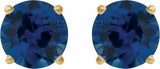 14K Yellow Gold 5 mm Lab-Grown Blue Sapphire Earrings