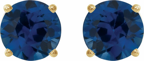14K Yellow Gold 5 mm Lab-Grown Blue Sapphire Earrings