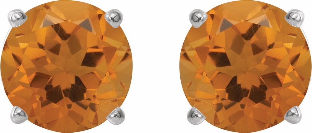 14K White 5 mm Natural Citrine Stud Earrings